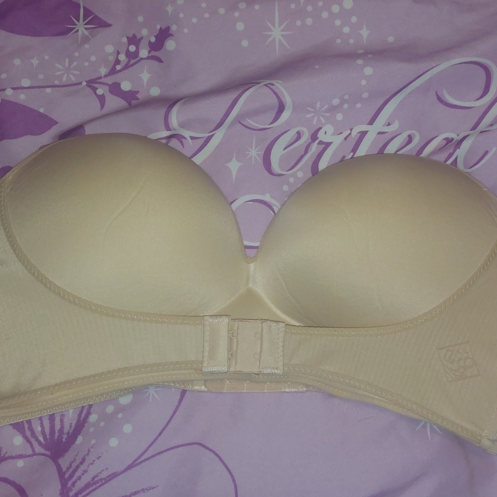 O2 Women's Size 36/80 nude Strapless Push-Up Front Lift Comfort Support Bra